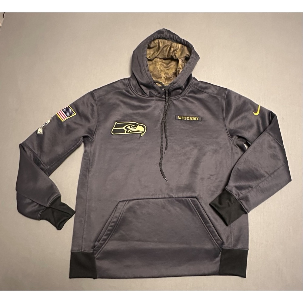 Seattle Seahawks Sweatshirt Mens Small Gray NFL Football Nike Salute To Service